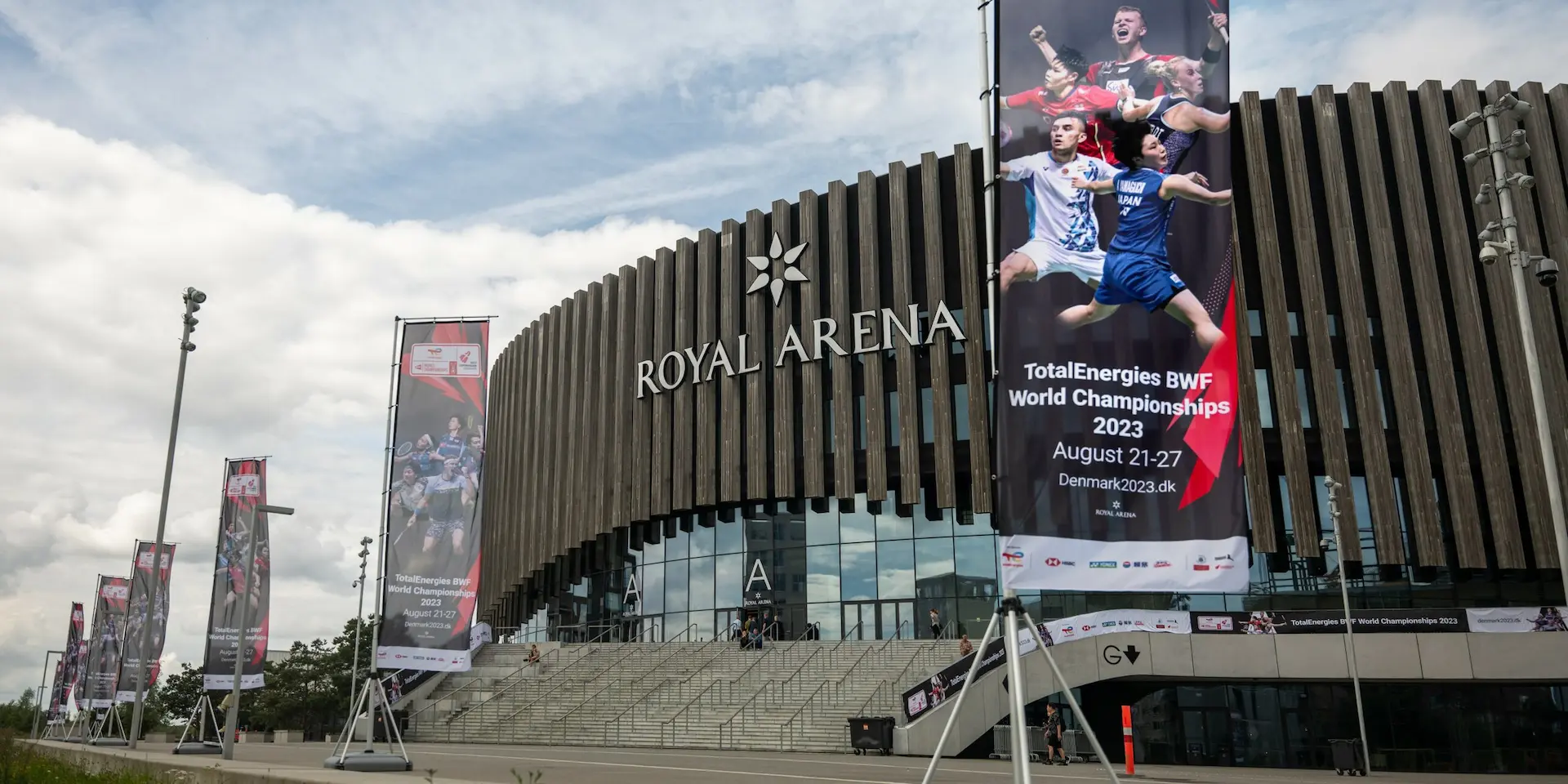 Bannere ved Royal Arena til Badminton VM 2023